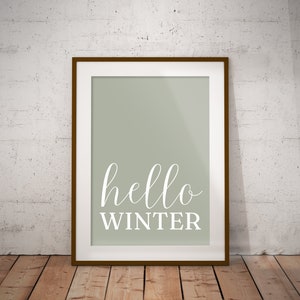 Winter Quote Print, Hello Winter Poster, Winter Printable, Typography ...