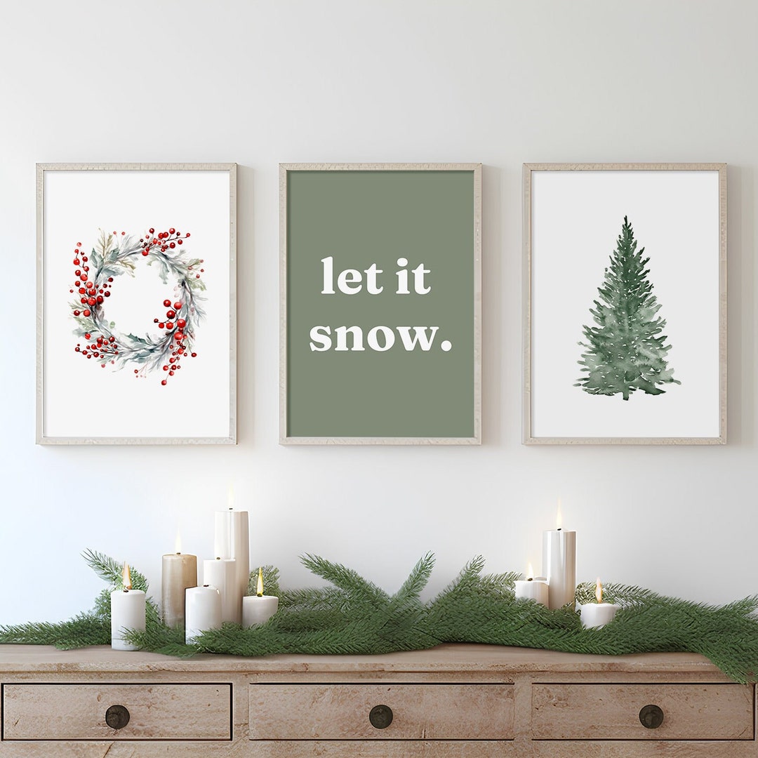 Set of 3 Winter Prints, Watercolor Winter Poster, Winter Wonderland Art ...