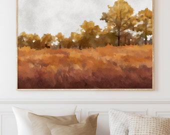 Autumn Landscape Print, Fall Landscape Printable Wall Art, Autumn Wall Art, Autumn Vintage Style Oil painting, Country Farmhouse Print