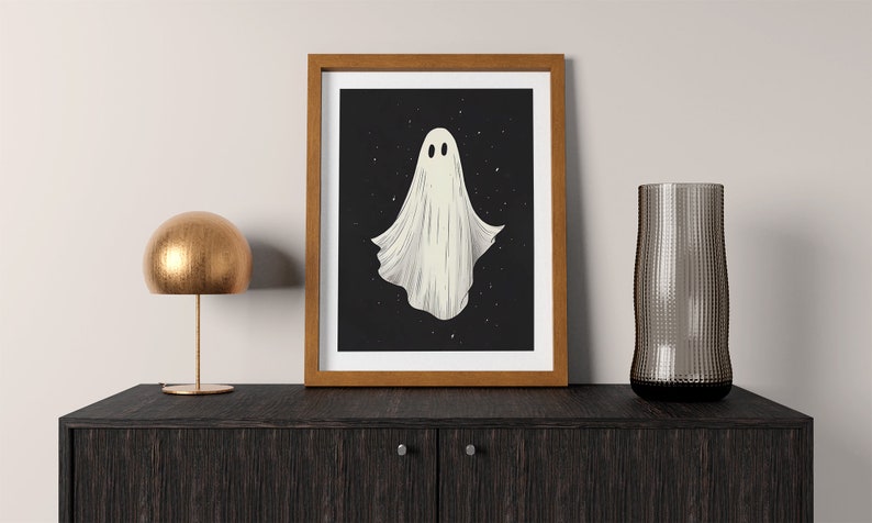 Halloween Ghost Print, Halloween Poster, Spooky Wall Art, Ghost Picture, Vintage Halloween Decor, Dark Art, Printable Poster, Ghost Artwork image 7