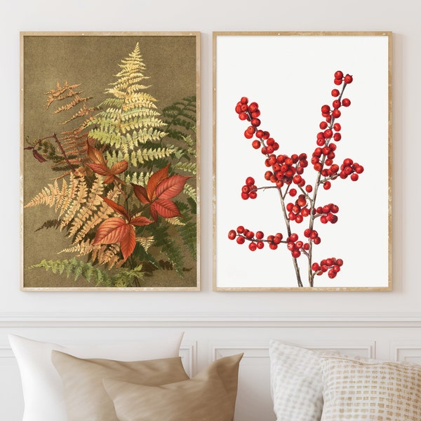 Herbst Galerie 2er Set, Bundle Drucke, botanische Wandkunst, Herbstdruck, antikes Dekor, Vintage Druck, herunterladbar, Bilderset