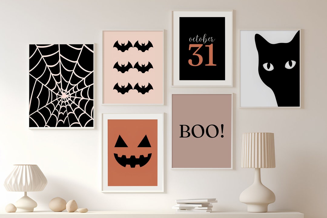 Pastel Halloween Print Set: Whimsical Spooky Wall Art (digital Download ...