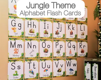 Jungle Classroom Theme | Alphabet Posters | Alphabet Class Display | Flashcards | Editable Alphabet | Instant Download