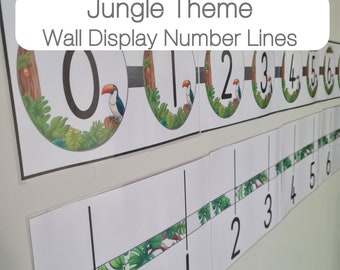 Jungle Classroom Theme | Number Lines | 2 Various styles Of Number Lines display | Editable Number Line | Instant Download
