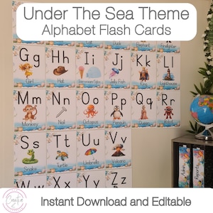 Under The Sea Classroom Theme | Alphabet Posters | Alphabet Class Display | Flashcards | Editable Alphabet | Instant Download