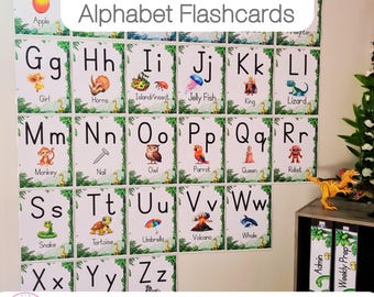 Editable Dinosaur-Themed Alphabet Posters | Classroom Decor | Phonics Learning Tool | Instant Download
