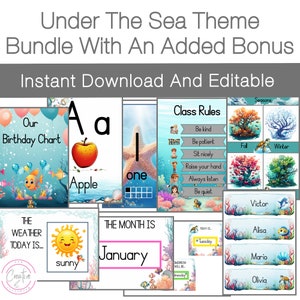Under The Sea Classroom Decor Bundle Printables - Includes 15 Amazing Under The Sea Theme Products-Transform Your Classroom Instant Download