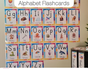 Colorful Classroom Theme Alphabet Posters | Classroom Decor | Phonics Learning Tool | Editable Alphabet | Instant Download