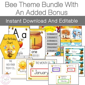 Bee Themed Classroom Decor Bundle Printables - Includes 15 Amazing Bee Themed Products To Transform Your Classroom | Instant Download PDF's
