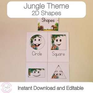 Jungle Classroom Theme | 2D Shapes | Math Shape Posters | Printable 2D Shapes | Editable Shapes | Instant Download