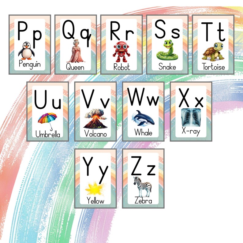Boho Rainbow Theme Classroom Decor | Alphabet Posters | Editable ...