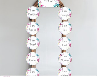 Colorful Classroom Theme Affirmations Station & Feelings Charts | Affirmations For Kids | Editable Class Decor | Instant Download