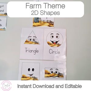 Farm Theme Classroom | 2D Shapes Posters | Classroom Decor | Math Shape Posters | Editable Posters | Instant Download | Printable 2D Shapes