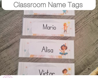BOHO RAINBOW Classroom Name Tags | Editable | Pastel Rainbow Classroom Decor | Instant Download