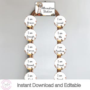 Farm Theme Classroom Affirmations Station & Feelings Charts | Affirmations For Kids | Editable Class Decor | Instant Download