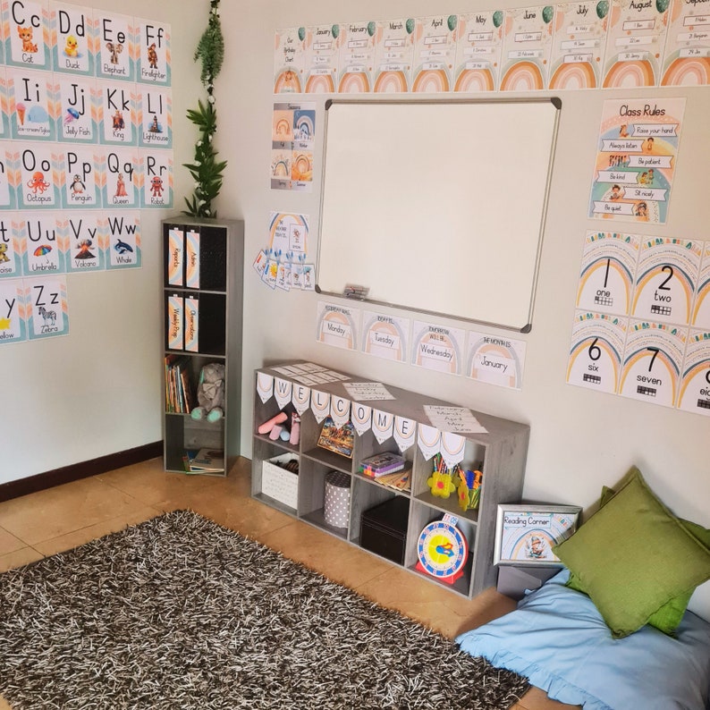 BOHO RAINBOW Affirmation Station and Feelings Chart | Positive ...