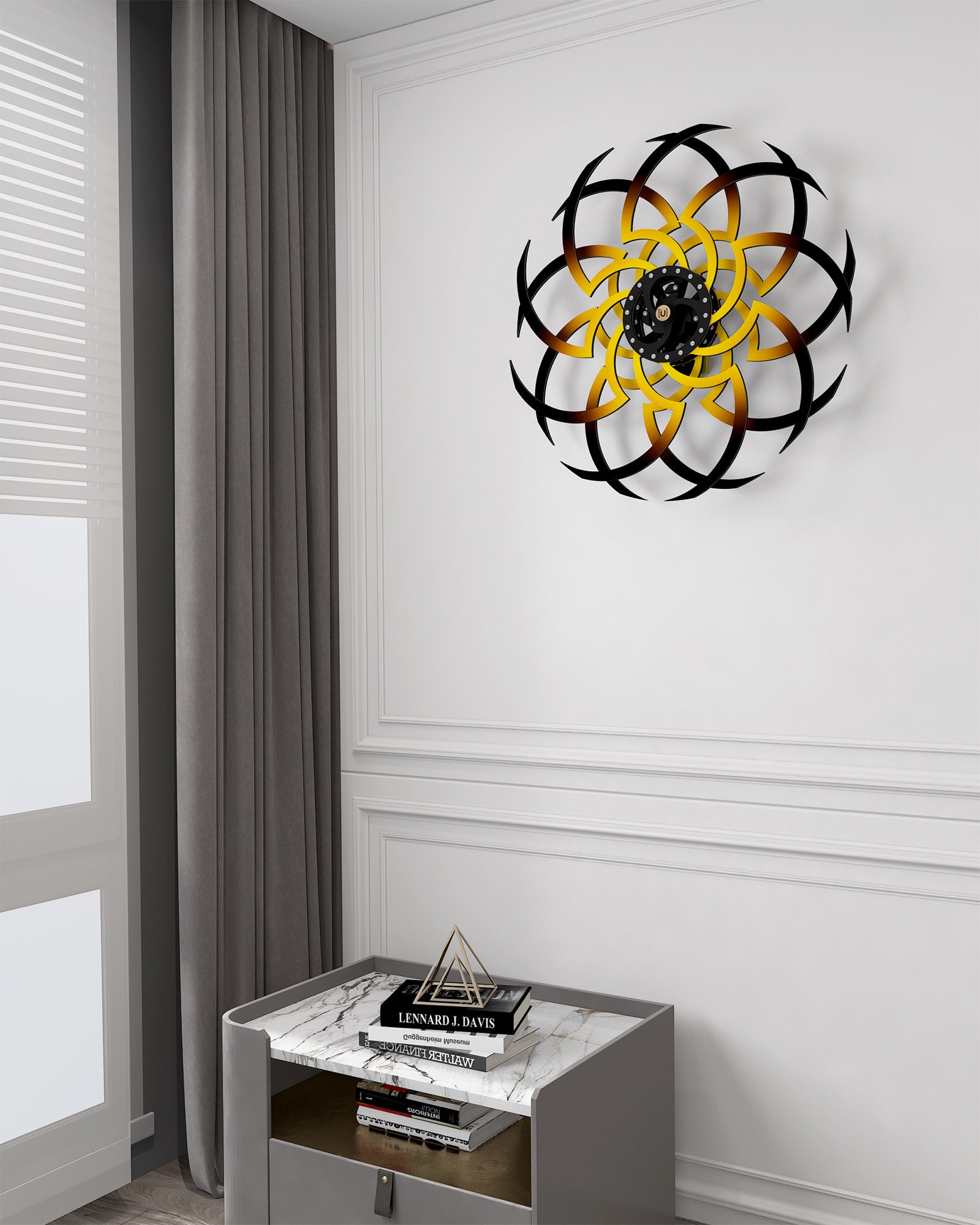 Sunflower Kinetic Wall Sculpture: Handmade Wooden Infinity Spin