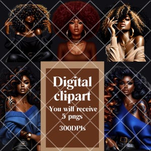 Black Woman PNG-clipartbundel: Afro Melanine Art (digitale download)