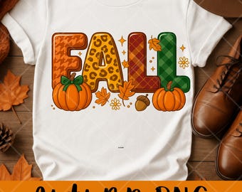 Fall PNG Sublimation | Autumn Typography Pumpkins & Leaves Clipart | Cozy Fall Digital Art