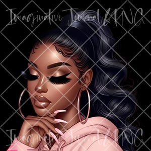 Stylish Black Woman Digital Art | Afrocentric Sublimation PNG | Black Girl Magic Printable