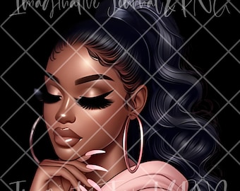 Stylish Black Woman Digital Art | Afrocentric Sublimation PNG | Black Girl Magic Printable
