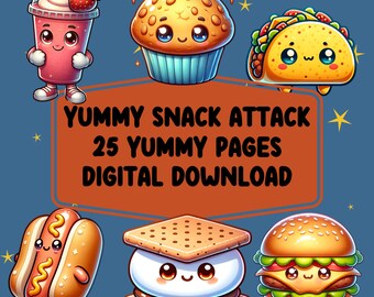Snack Coloring Pages, Toddler Printable Activities (Digital Download