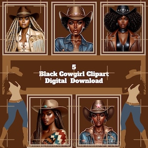 Black Cowgirl Clipart Afro Western Woman PNG Southern Rodeo Fashion Black Girl Western Cowgirl Clipart Cowboy Art Digital Download