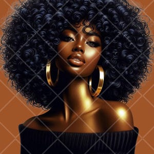 Afro Beauty Clip Art PNG Black Girl With afro Stylish Digital Download for Sublimation and Design Projects