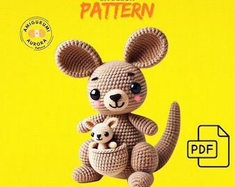 Amigurumi Kangaroo Crochet Pattern PDF – Cute Kangaroo with Baby in Pouch – Beginner-Friendly Amigurumi Animal Tutorial