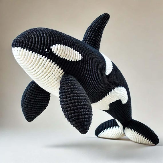 シャチの編みぐるみパターン PDF、リアルなクジラのおもちゃ、DIY