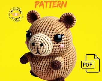 Patron de crochet Amigurumi Capybara PDF - Amigurumi Capybara mignon et facile - Tutoriel de crochet pour débutants