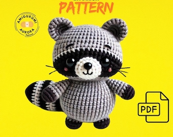 Wzór szydełkowy na szopa Amigurumi w formacie PDF – urocze zwierzę Amigurumi dla początkujących – łatwy samouczek szydełkowania szopa
