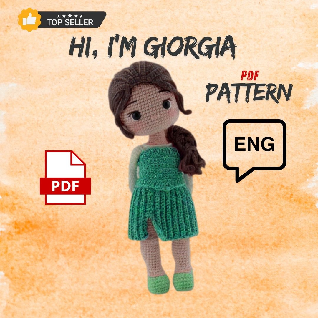 Modello bambola Amigurumi fatta a mano, bambola Giorgia all
