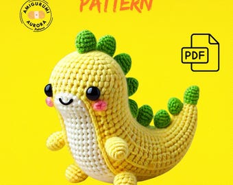 Bananasaurus Amigurumi Crochet Pattern PDF, Cute Dinosaur Banana Plush Toy Tutorial, DIY Kawaii Dino Plushie, Easy Beginner-Friendly Pattern