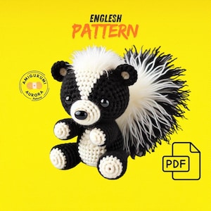 Amigurumi Skunk Pattern PDF in English - Easy Crochet Skunk Tutorial for DIY Plush Toy and Home Decor