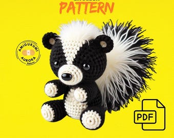 Amigurumi Skunk Pattern PDF in English - Easy Crochet Skunk Tutorial for DIY Plush Toy and Home Decor