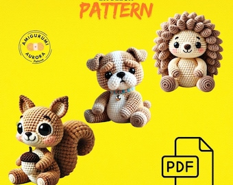 Pacchetto di schemi amigurumi per scoiattoli all'uncinetto Tutorial