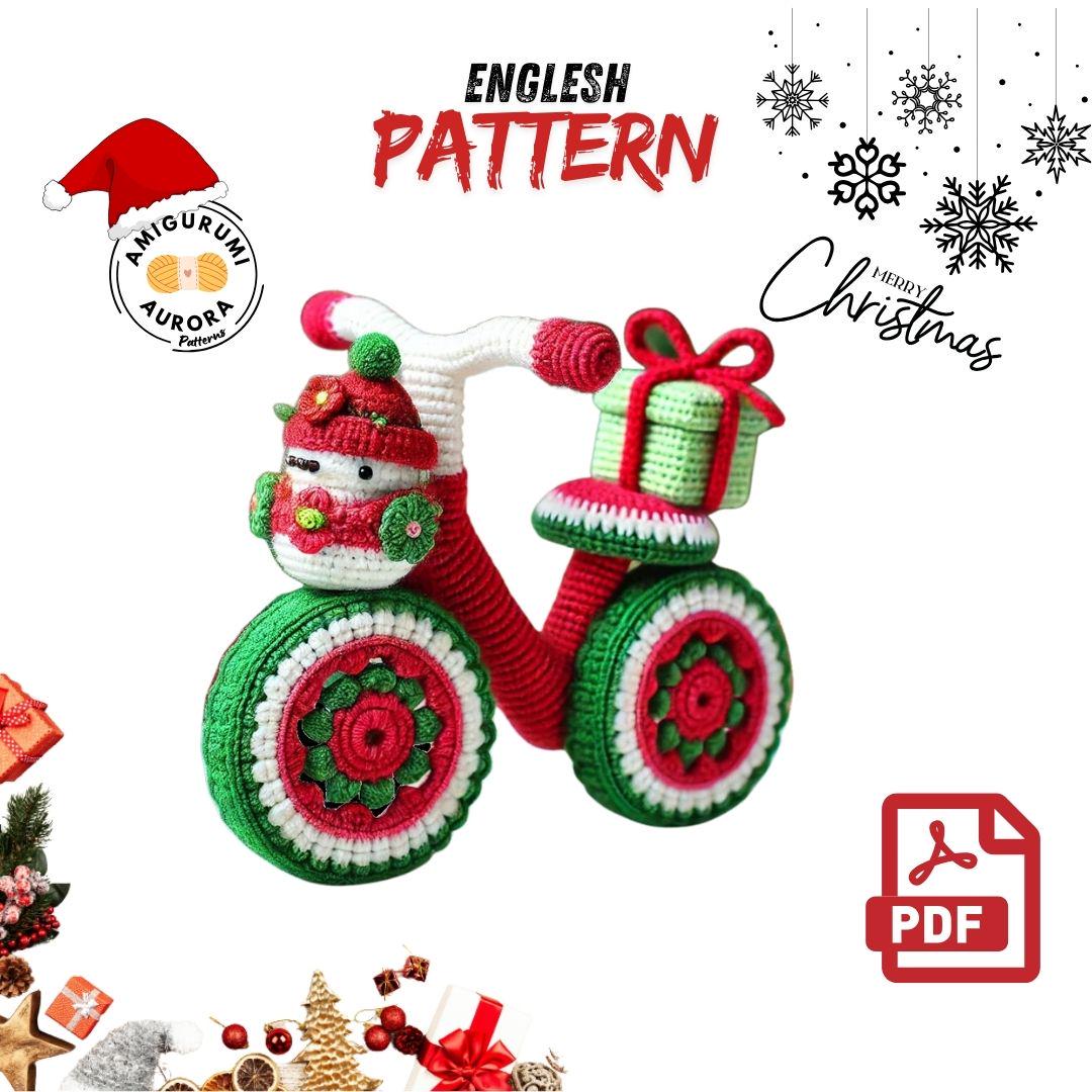 30 Bicycle Crochet Patterns for Bikes, Decor, Gifts, and Cozy Home Projects 4 Christmas Bicycle Amigurumi Pattern