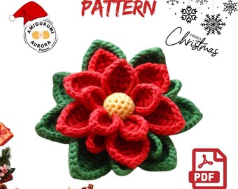 Amigurumi Poinsettia Crochet Pattern PDF in English - Christmas Flower Crochet Tutorial, Holiday Decoration Amigurumi, Instant Download