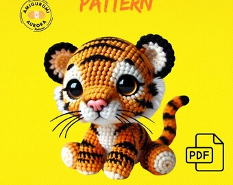 Amigurumi Tiger Cub Crochet Pattern PDF – Realistic DIY Handmade Toy with Detailed Instructions, Materials, and Dimensions – Cute Gift Idea