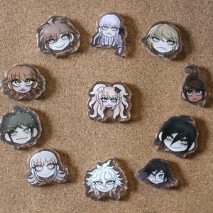 Danganronpa (Trigger Happy Havoc, Goodbye Despair, V3) Epoxy Acrylic Anime Video Game Pin Charms.
