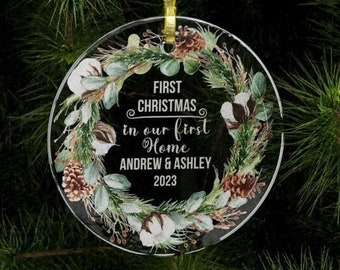 Our First Home Glass Ornament 2023, First Christmas in New Home Ornament, New Home Ornament Personalized, First Home Christmas Ornament