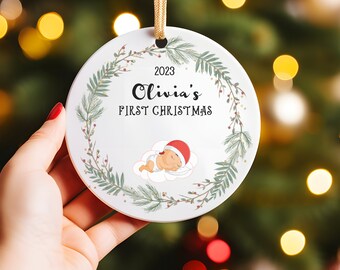 Baby Girl 1st Christmas Ornament 2023, Baby First Christmas Ornament Personalized, Custom Baby Ornament