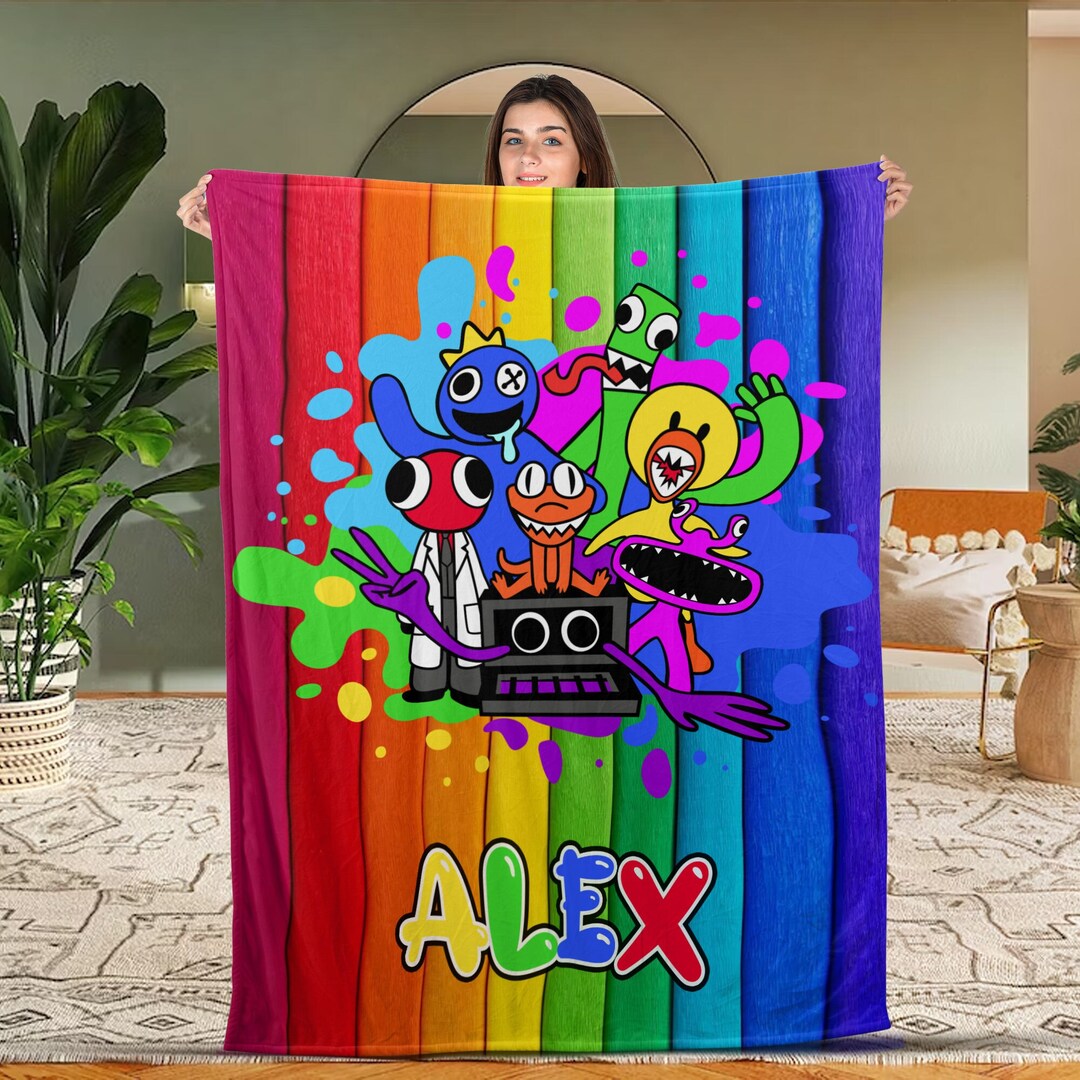 Rainbow Friends Blanket Personalized Game Character Blanket Etsy