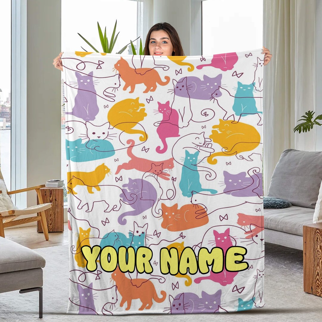 Cats Blanket Cats Print Blanket Cat Throw Blanket Cat Etsy