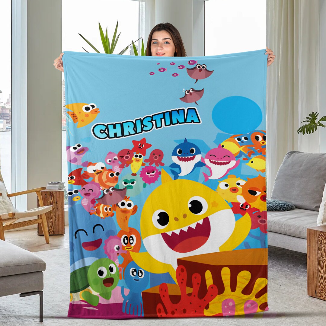 Baby Shark Christmas Blanket Personalized Baby Shark Blanket Etsy