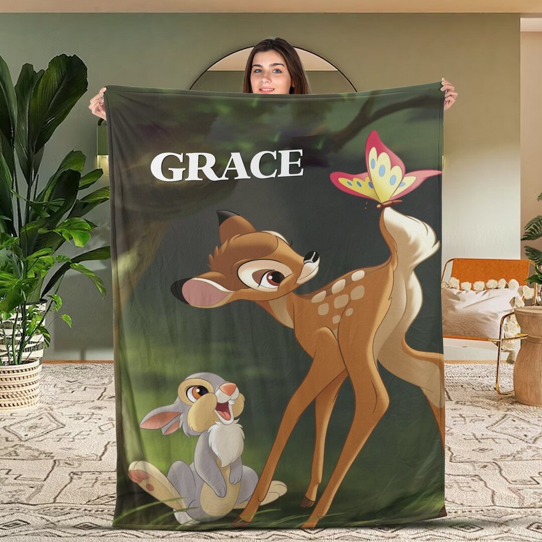 Personalized Disney Bambi Blanket Disney Bambi Cartoon Etsy