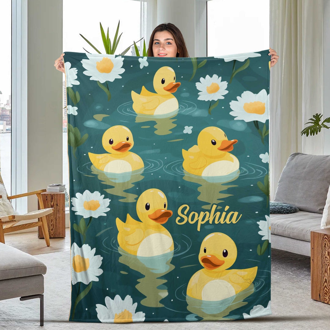 Personalized Duck Nursery Baby Blanket Cute Duck Velvet Etsy
