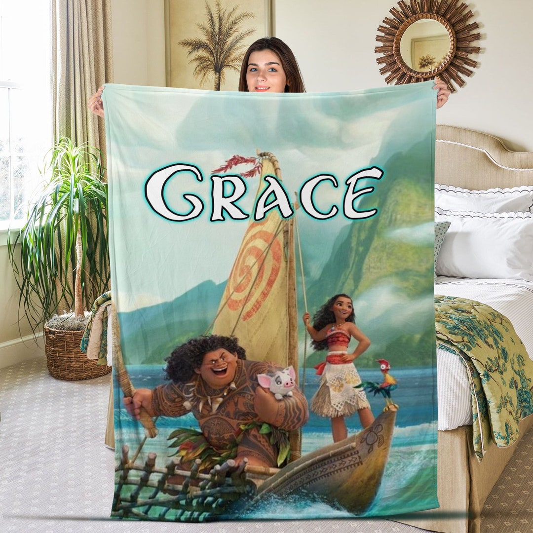 Personalized Disney Moana Blanket Disney Gifts Moana Cartoon Etsy