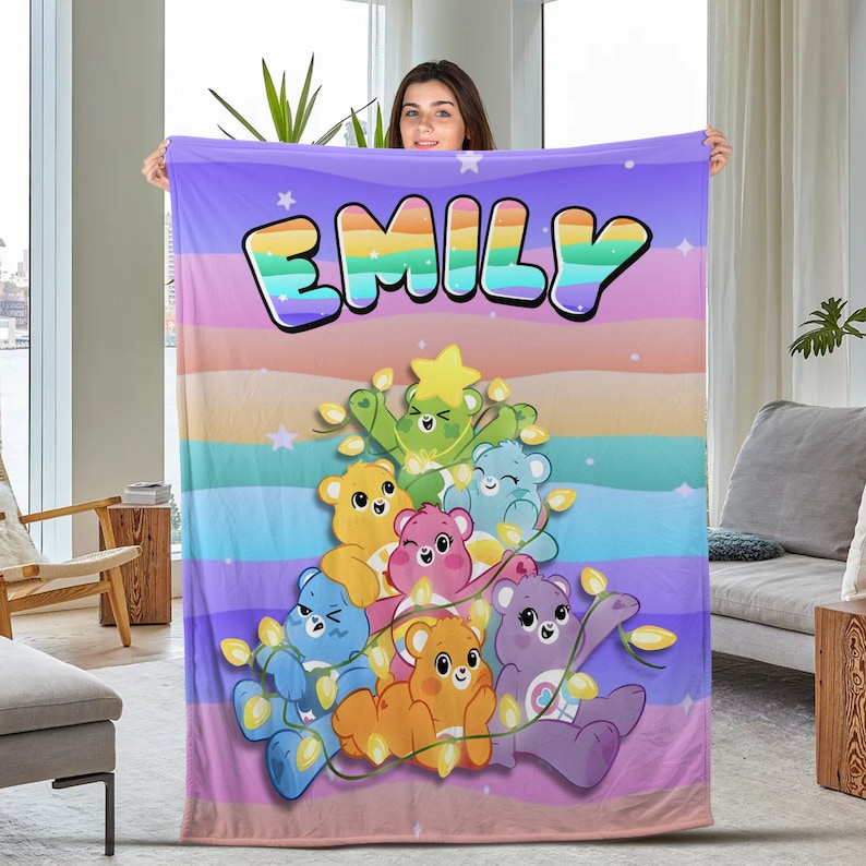 Personalized Care Bears Blanket Care Bears Velvet Blanket Etsy